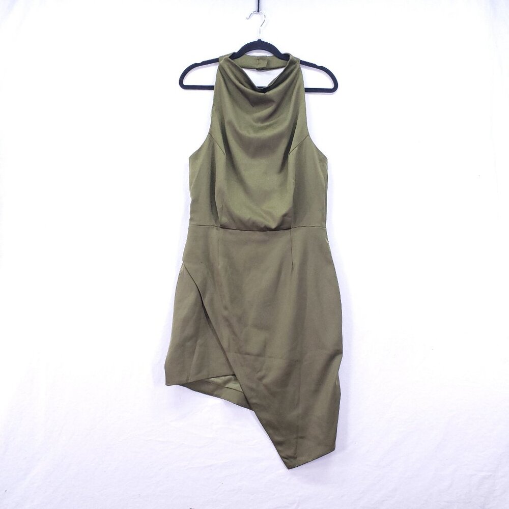 ELLIATT Dress Women L Camo Green Halter Mini Asymmetric Cocktail Party Sexy